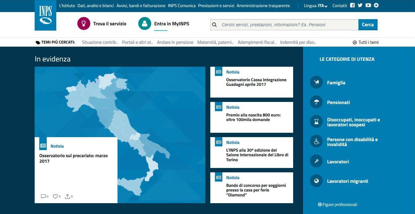 INPS Servizi OnLine Registrazione MyINPS