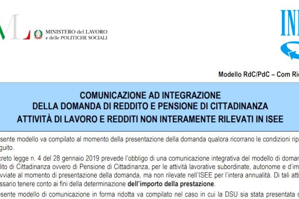 Come si compila il modulo SR182 per il Reddito di Cittadinanza
