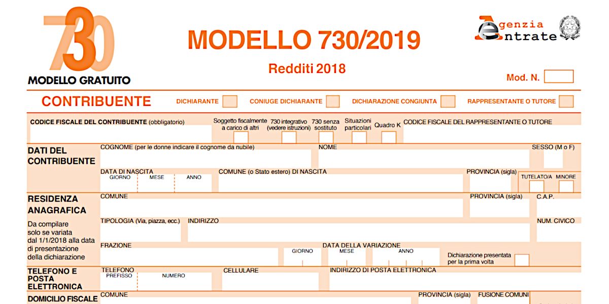 Modello 730 2019 editabile e salvabile gratis Gnius Economia