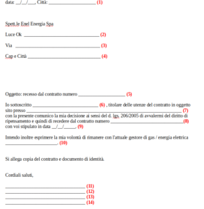 Fac simile modulo di disdetta polizza Luce Ok - Gnius Economia