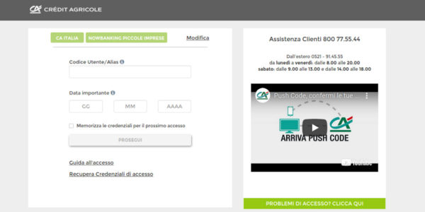 accedere al sistema Nowbanking Piccole Imprese