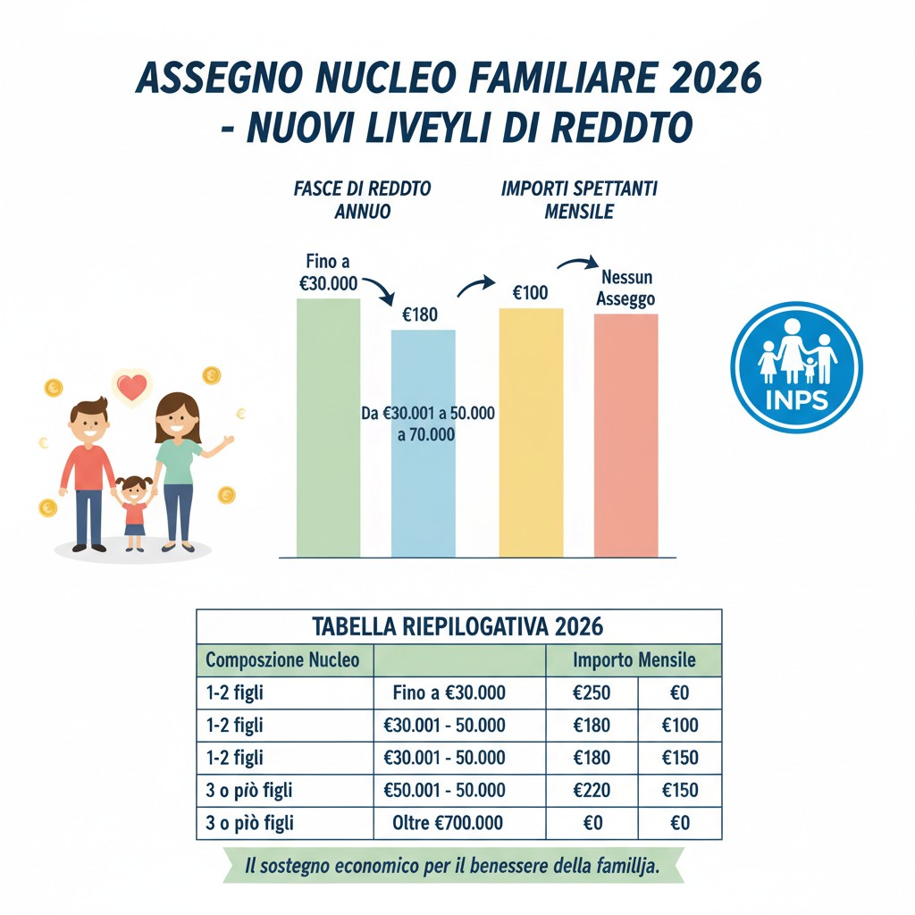 Assegni Nucleo Familiare 2026: Aggiornati Livelli di Reddito e Importi