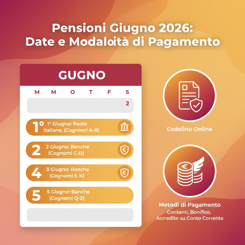 Pagamenti Pensioni Giugno 2026: Date e Modalità 1 Pagamenti Pensioni Giugno 2026: Date e Modalità